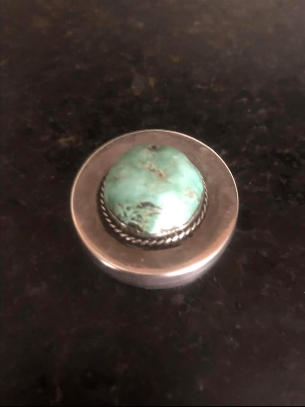 Vintage Sterling Silver Turquoise Pill Box